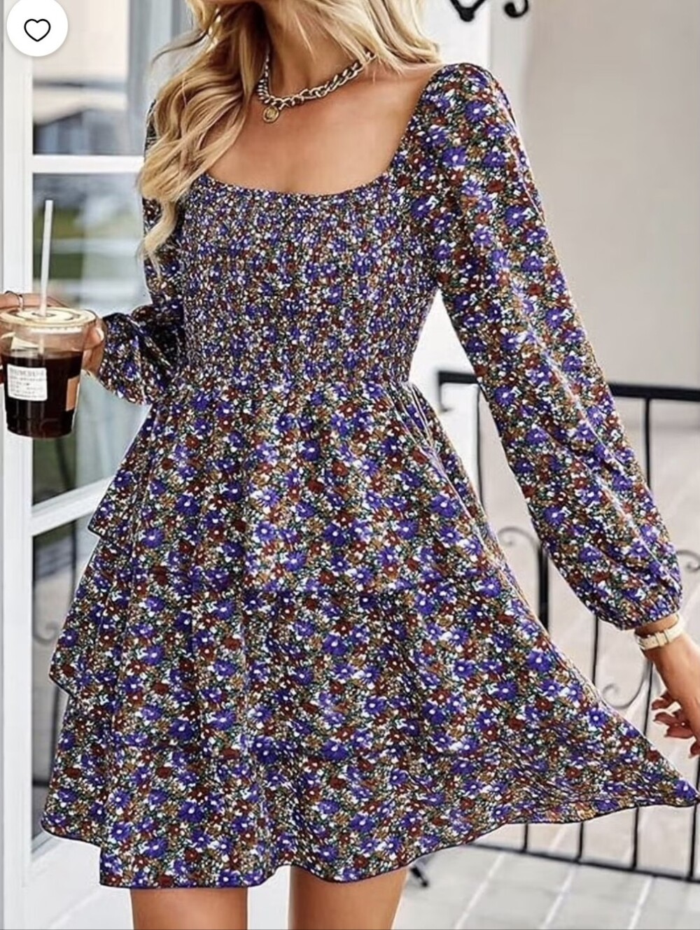 EUC BTFBM Long Sleeve Floral Purple Mini Dress
